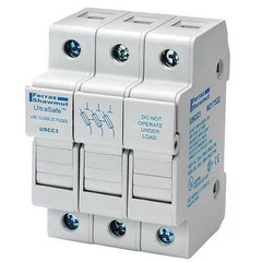 MERSEN USCC3 Finger Safe Fuse Block, CC UL Class, 600V AC/DC Volt Rating, 3 Pole