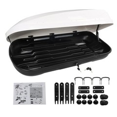 14 Cubic Feet Rooftop Cargo Box White Dual Side Opening with Lock Keys