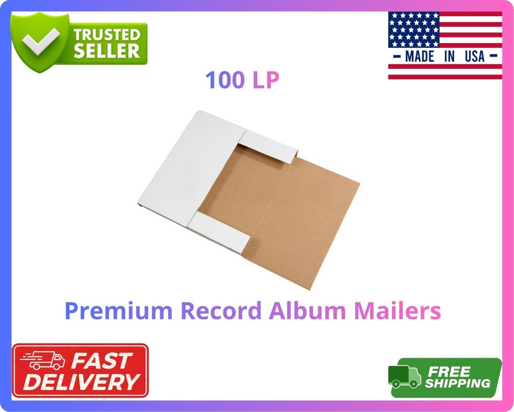 100 LP Record Album Mailers 12.5×12.5 Variable Depth Corrugated Cardboard Book B