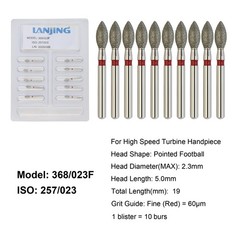 Dental Diamond Burs FG Round End Taper Football Fine Coarse 856 850 High Speed
