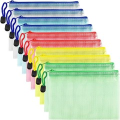B6 Size Waterproof Mesh Pouch Set, 10 Multicolored Zipper Bags for Home & Office