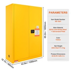 Flammable Safety Cabinet Liquid Storage 45 Gal 42.9×18.1×65.2 in Cabinet