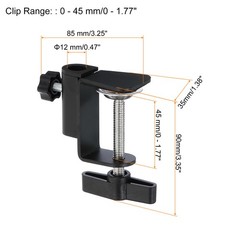 0.49″ Hole Dia. Universal C-Clamp Desk Clamp for Table Lamp Mic Arm, Black