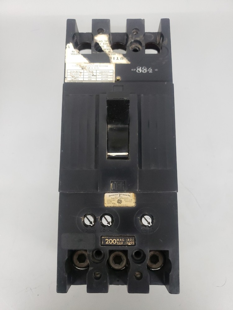 General Electric TFJ236200 200A 3P 600V Circuit Breaker Damaged Label*