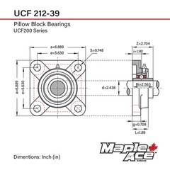 UCF212-39 Flange Bearing 2-7/16″ Bore, 4-Bolt Self-Aligning, Solid Base (Qty 2)