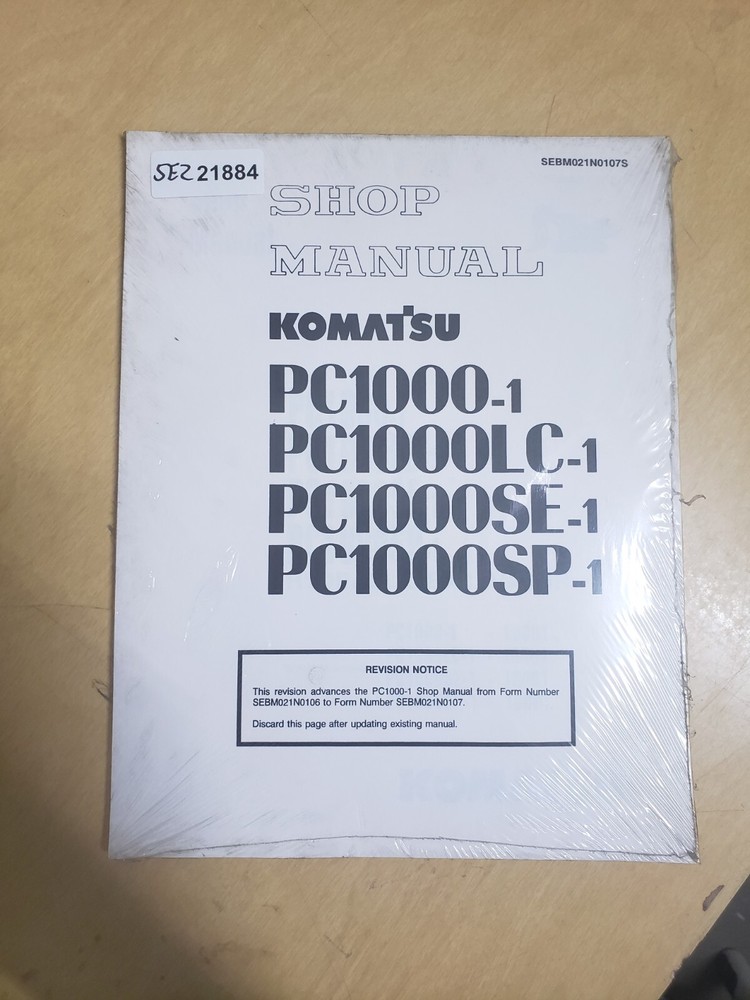 Komatsu PC1000-1 PC1000LC-1 PC1000SE PC1000SP Excavator Shop Manual Revision