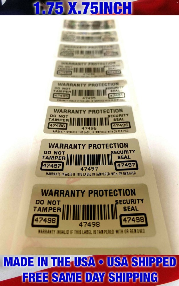 100 CHROME TAMPER EVIDENT SECURITY VOID LABELS-WARRANTY PROTECTION BARCODE