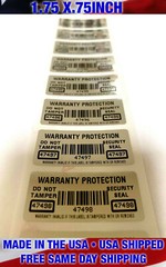100 CHROME TAMPER EVIDENT SECURITY VOID LABELS-WARRANTY PROTECTION BARCODE