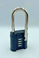 FJM Security SX-874 4-Dial Combination Padlock Long Shackle Black New