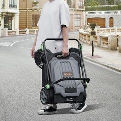 Walk-Behind Hand Push Floor Sweeper, 25.6″ Sweeping Width Floor Sweeper Manua…