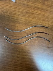 Lot of 3 Stainless Steel “S” Shaped Suture Needles, 5″ overall length