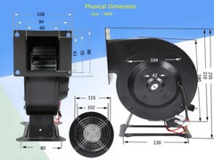 110V 120W Snail Blower Small Centrifugal Fan 2600r/min, 72db(A), 196CFM, 350Pa
