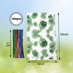 100 Pcs Clear Cellophane Treat Bags 6 X10 Inches Hawaiian Palm Leaf Cellophan…