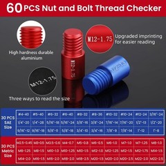 Thread Checker, 66Pcs Nut and Bolt Thread Checker, 33 Inch & 33 Metric Box Set T