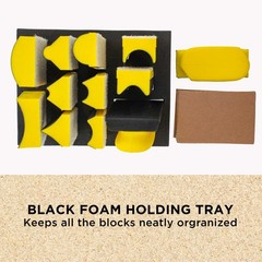 Dura-Gold 12-Piece Contoured 4″ Hand Sanding Block Set, 40 Hook & Loop Sandpaper