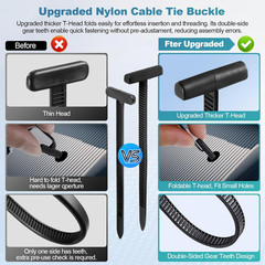 100Pcs Universal Cable Ties Buckle Self-Locking Nylon Zip Ties with Pin & Button