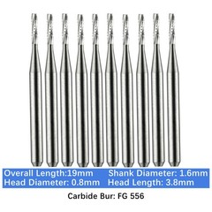 10-100pcs FG 556 Dental Carbide Burs 19mm FG Straight Fissure Bur for High Speed