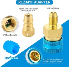 Brass Quick Coupler Set: R1234YF to R134A Adapter for Car Air Conditioning