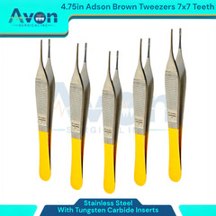 4.75″ Adson Brown Thumb Forceps with Tungsten Carbide Insert Jaws, 7×7, Premium