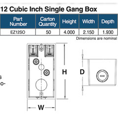 CANTEX 1 -Gang Plastic New work Switch/Outlet Electrical Box