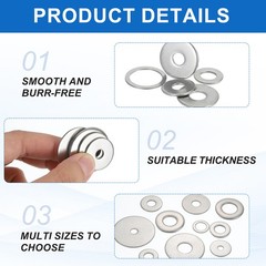 20Pack M16 304 Stainless Steel Flat Washers 17mm ID 22mm OD 1mm Thick]