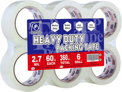 Heavy Duty Packing Tape 6 Rolls, Clear, 2.7 Mil, 1.88″ X 60Y | Total 360Y, Ultra