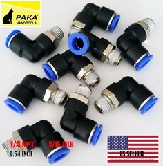 10x Pneumatic Male Elbow Connector Tube OD 5/16″(8mm) X NPT 1/4 PU Air Push In