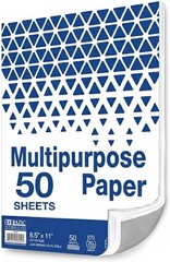 White Multipurpose Paper, 8.5 x 11 in, 50 Sheets | 20 lb 75 gsm, 100% recycle…