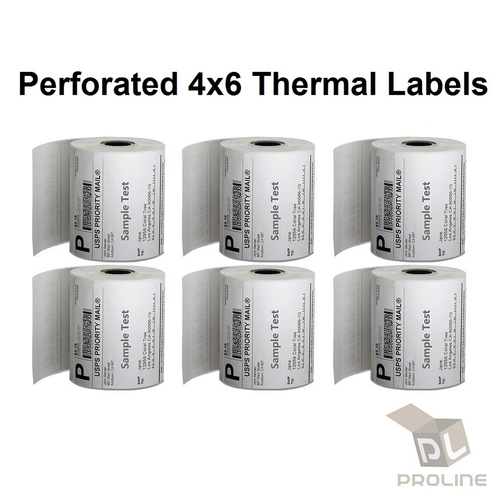 40 Rolls Direct Thermal Perforated Labels 4×6 250PR for Zebra 2844 Eltron ZP450