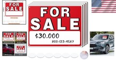 Weather-Resistant 14″x10″ Reusable Car For Sale Sign – 4 Pack with Adhesive Pads