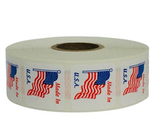 Made in U.S.A. (1″X1″) Labels America American Flag Peel & Stick (2) RLS 500 EA