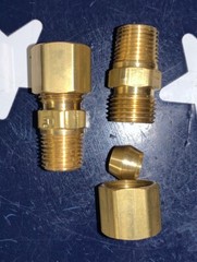 2X Merit 1/8” Male NPT X 1/4” Compression Fitting 1/8”MNPT X 1/4”COMP BRASS