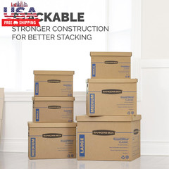Classic Moving Box 12 Pack Kit, Reinforced Handles, Tape-Free Assembly, Box with