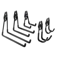 PeerBasics 5 Pack Hook Set Black Metal PVC Coated 50 lb