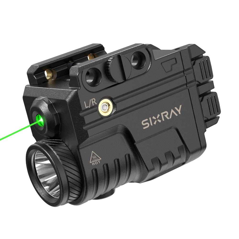 SIXRAY Green Beam and Flashlight for Pistol, Laser Light Combo