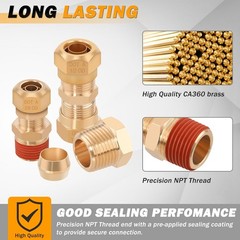 135 Pcs DOT Air Brake Line Fittings, 1/4″ 3/8″ 1/2″ Brass DOT Compression Air Ny
