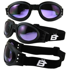 2 Pairs of Birdz Eyewear Parrot Black Padded Goggles Smoke & Purple Lenses
