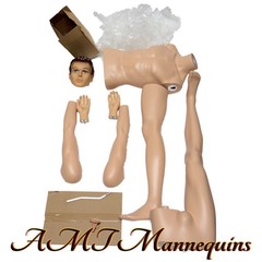 Full body male black mannequin, head and arms turn / rotate manikin +metal base