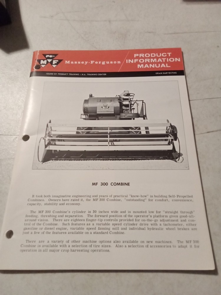 Massey Ferguson Mf 300 Combine Product Information Manual
