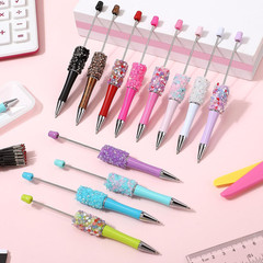 90 Pieces DIY Beadable Pens Kit 30 Pcs Plastic Petal Glitter Beaded Pens and Ref
