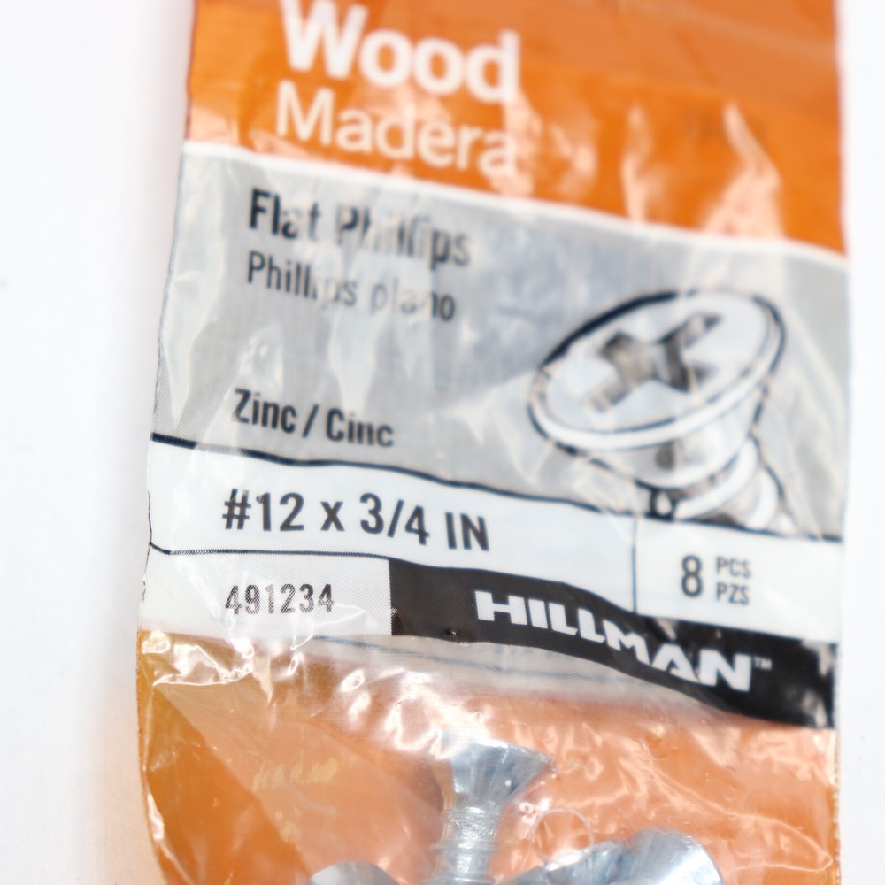 (8-Pk) Hillman Interior/Exterior Wood Screws #12 x 3/4″ 491234
