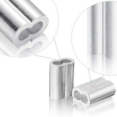 Aluminum Crimping Loop Sleeves Cable Crimp for 1/8 Inch Wire Rope Cable 100pcs
