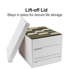 Corrugated File Box with Lift Off Lid, Letter/Legal Size, 10 Pack, White/Black