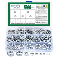 Metric Hex Nuts Assortment Kit, 430 Pcs Stainless Steel Hex Nuts Set, Hex Har…