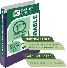 Plant-Based 1.5 Inch Durable Round Ring View Binder Eco-Friendly USDA Certified