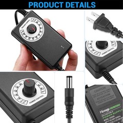 Facmogu AC to DC Adjustable Power Supply, 100-240V 3-12V 2A, Black