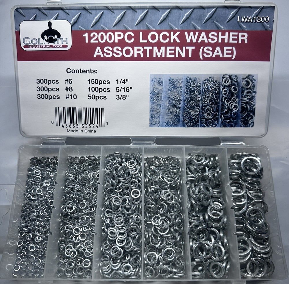 1200pc Goliath Industrial Lock Washer Assortment Kit (SAE) – LWA1200