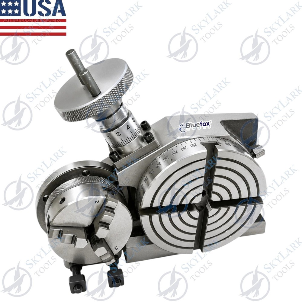 New Horizontal And Vertical Rotary Table With 65 mm 3 Jaw Chuck Backplate USA