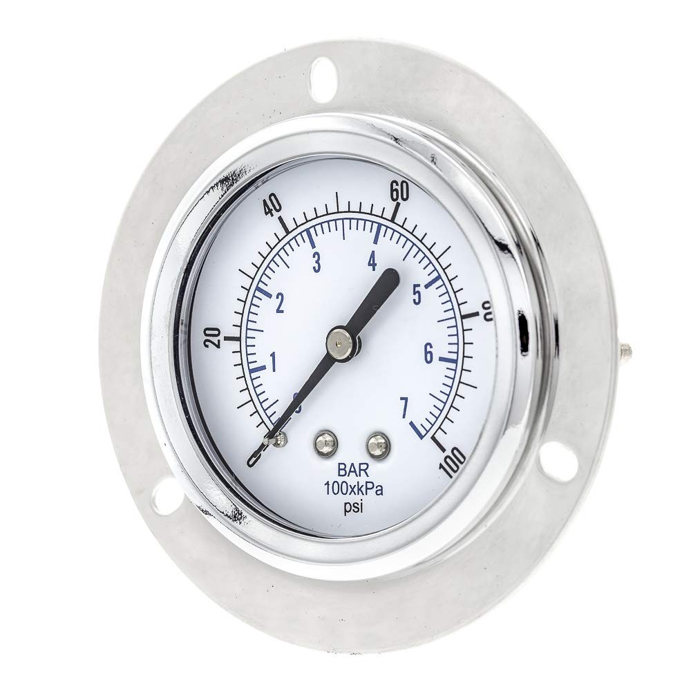 Dry Pressure Gauge 104D254E Front Flanged Panel Mount 0/100 PSI 2.5 Inch Dial