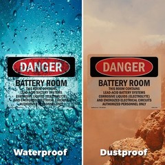 Battery Room Contains Lead OSHA Danger Sign Metal, Plastic, Decal 5 or 10 Pack